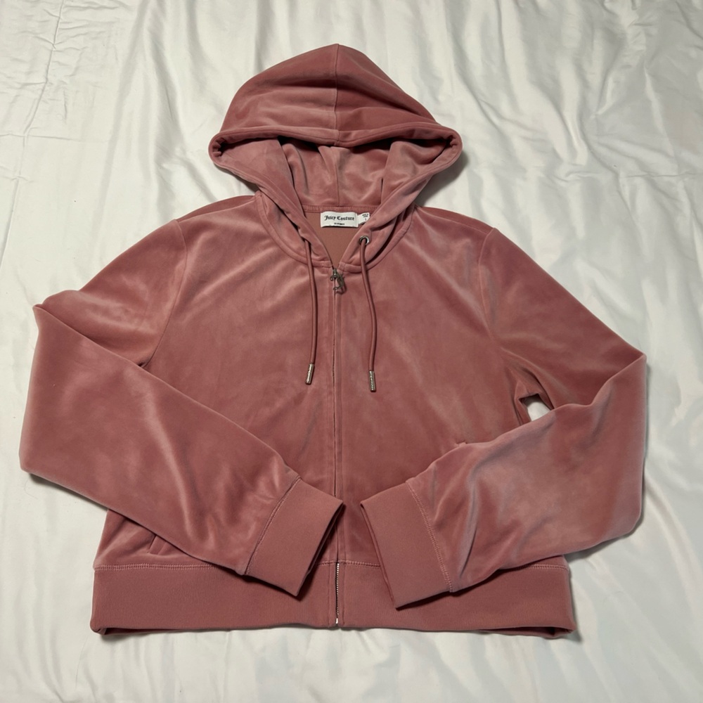 Juicy Couture OG Big Bling Velour Hoodie in Rose Pink
